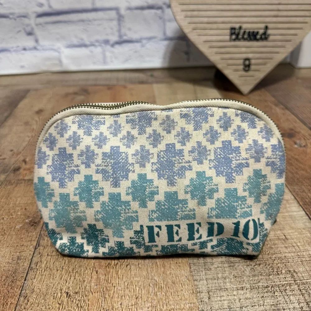 Clarins Feed 10 makeup Canvas Printed Pattern Cosmetics Toiletries Travel Bag